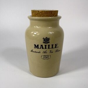 French Pottery Maille Mustard Jar with Cork Dupuis 1747, Pre-Owned VG+